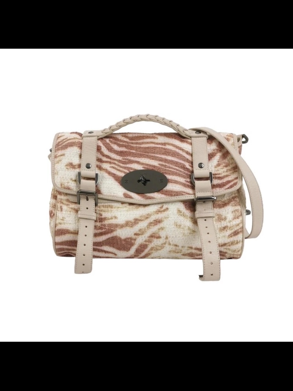 Mulberry Neutral Pink Zebra-Print Satchel